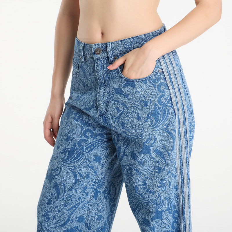 Jeansy adidas Liberty London Firebird Mid Rise Straight Denim Pant Medium Vintage Denim/ Light Denim