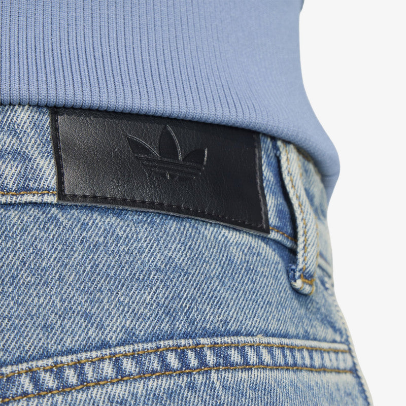 adidas Firebird Adicolor Denim Jorts Mid-rise Straight Leg Worn Blue Denim