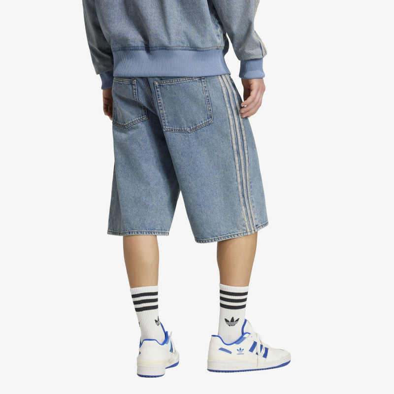 adidas Firebird Adicolor Denim Jorts Mid-rise Straight Leg Worn Blue Denim
