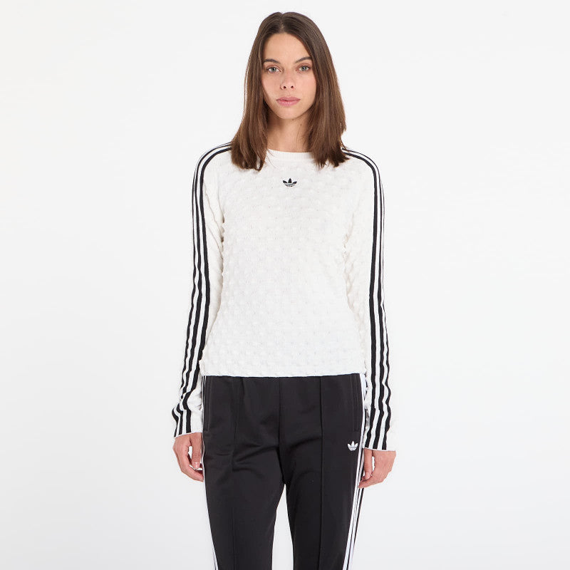 adidas Slim Solid Spike Knit Sweatshirt White