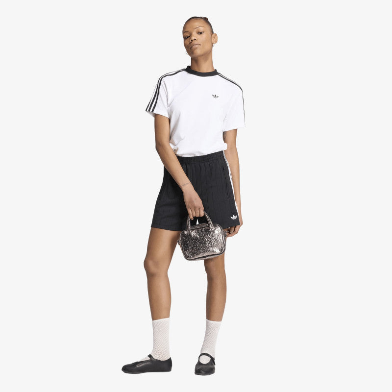 adidas Pinstripe Firebird Shorts Black/ White/ Grey Two