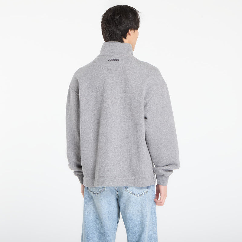 adidas 90S Alternative Sport Half Zip Graphic Fleece Sweatshirt Core Heather