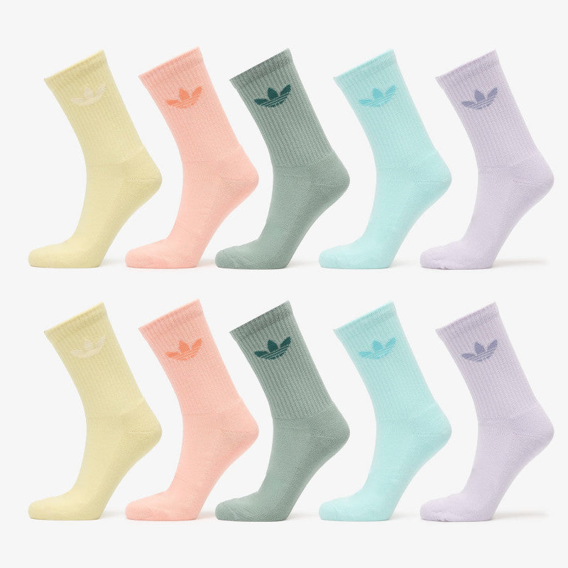 adidas Trefoil Crew Socks 10-Pack Silver Green/ Glow Pink/ Semi Flash Aqua