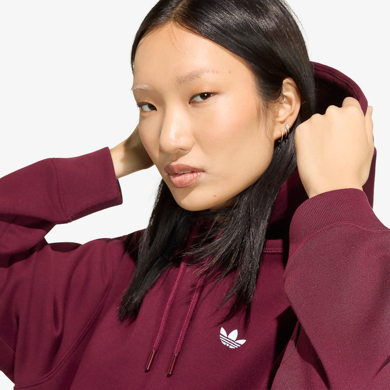 adidas Essentials Oversized Fleece Hoodie Maroon