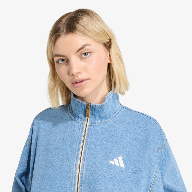 adidas Stadium Washed Denim Loose Fit Jacket Crystal Sky