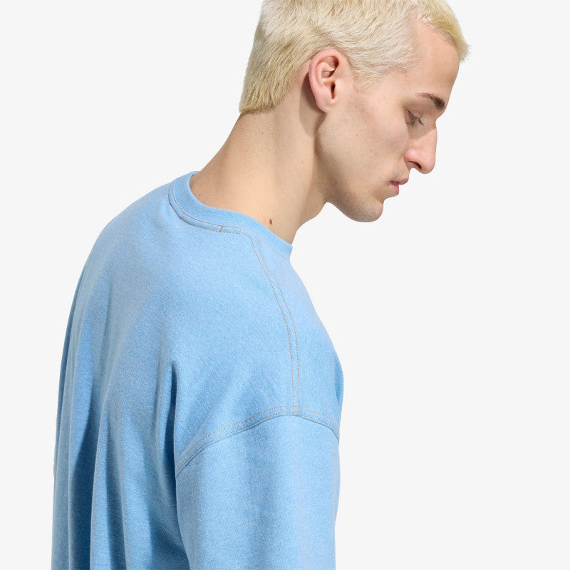 adidas Trefoil Essentials Melange Loose Cropped TEE Light Blue Mel