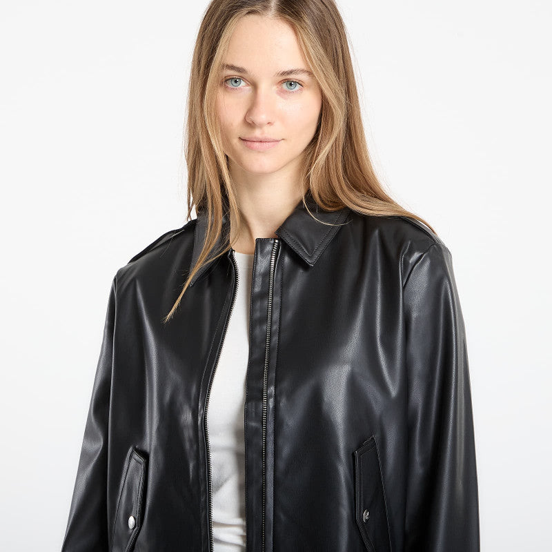 Calvin Klein Jeans Leather Moto Jacket Black