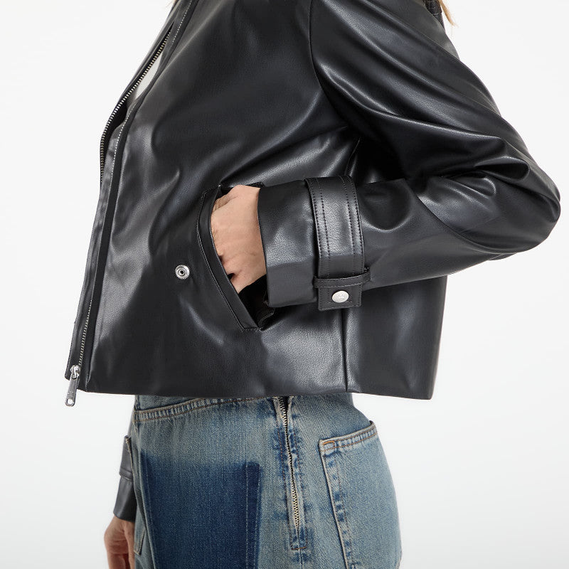 Calvin Klein Jeans Leather Moto Jacket Black