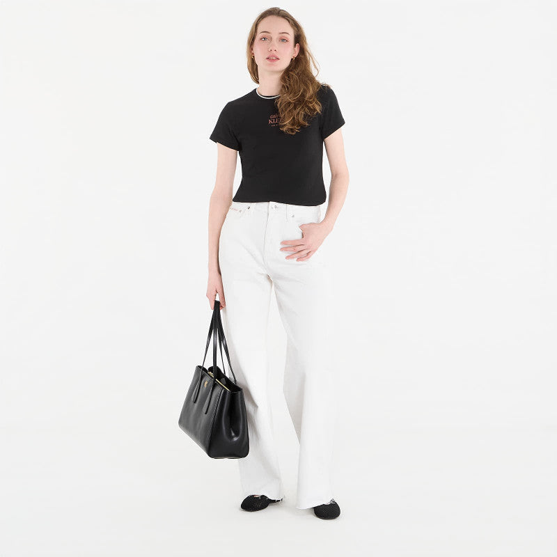 Calvin Klein Jeans Ss 2X2 Baby Rib Logo Baby Tee Black