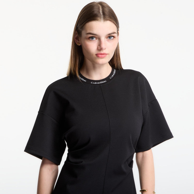 Sukienka Calvin Klein Jeans Ss Logo Rib Interlock T-Shirt Dress Black
