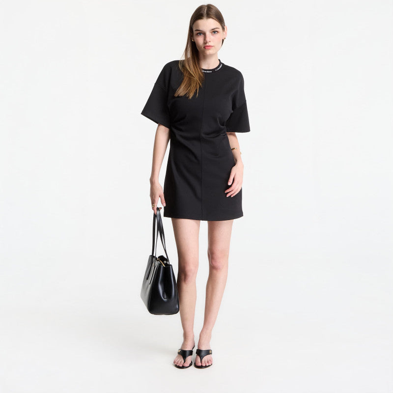 Sukienka Calvin Klein Jeans Ss Logo Rib Interlock T-Shirt Dress Black