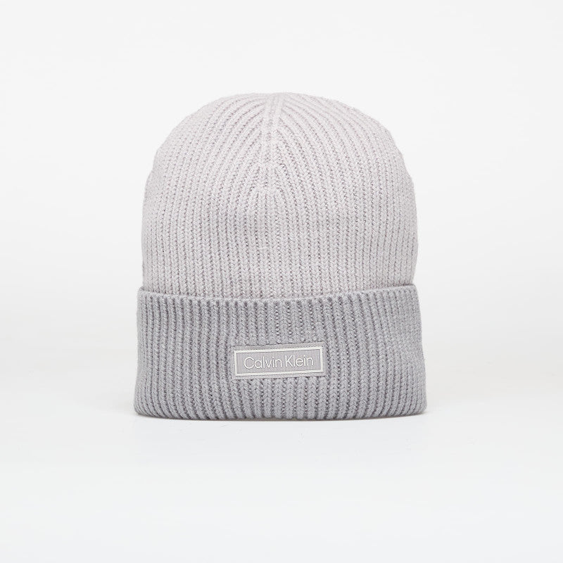 Calvin Klein Patch Wool Chunky Hat Grey
