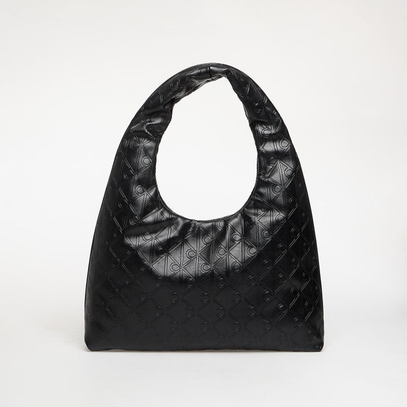 Calvin Klein Emblem Aop Puffer Lg Shoulder Bag Black