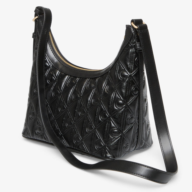 Calvin Klein Emblem Aop Debossed Shoulder Bag Black