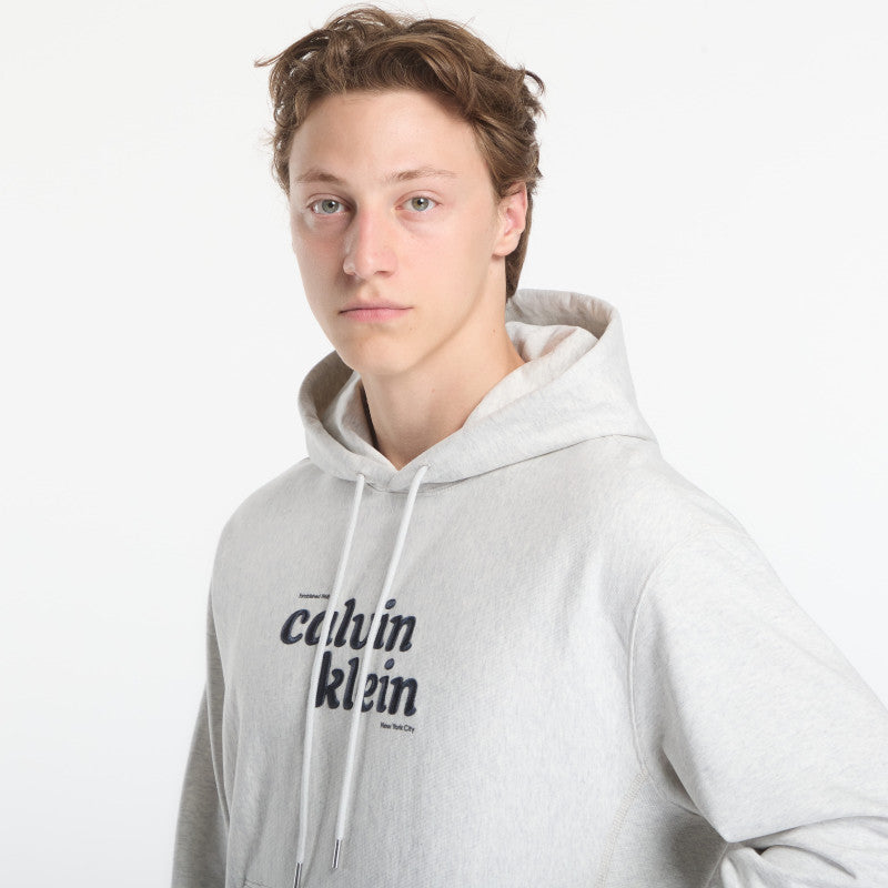 Calvin Klein Jeans Ls Premium Terry Graphic Hoodie Snowy Heather
