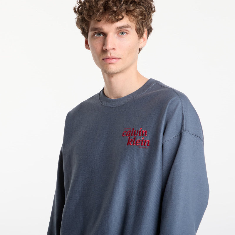 Calvin Klein Jeans Ls Premium Terry Graphic Crewneck Dark Slate
