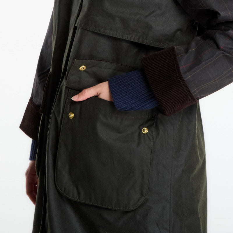 Barbour Checked Kirklees Wax Jacket Fern/ Classic/ Shadow Classic