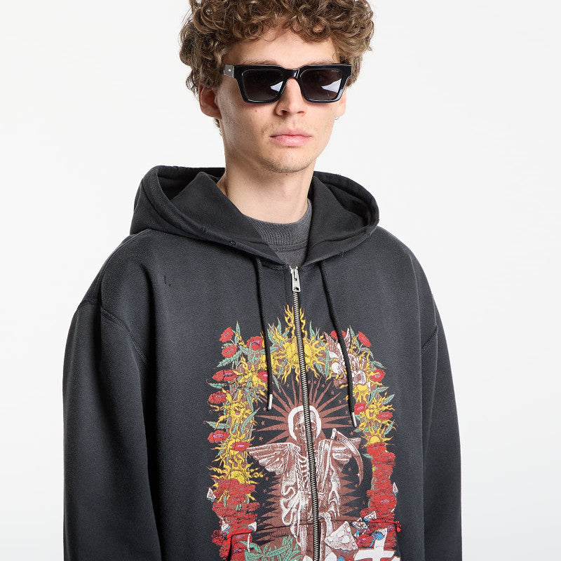AllSaints Roque Zip Hoody Washed Black