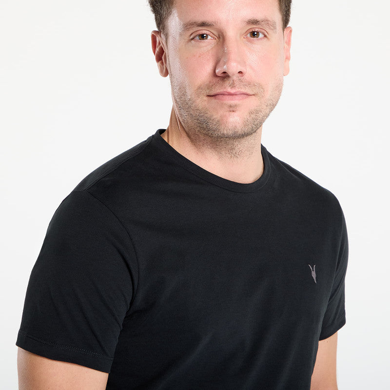 AllSaints Brace Brushed Cotton Crew Neck T-Shirt Jet Black