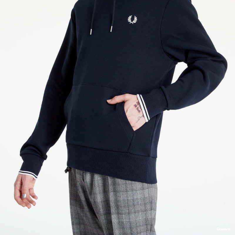 FRED PERRY Tipped Hooded Sweatshirt Navy