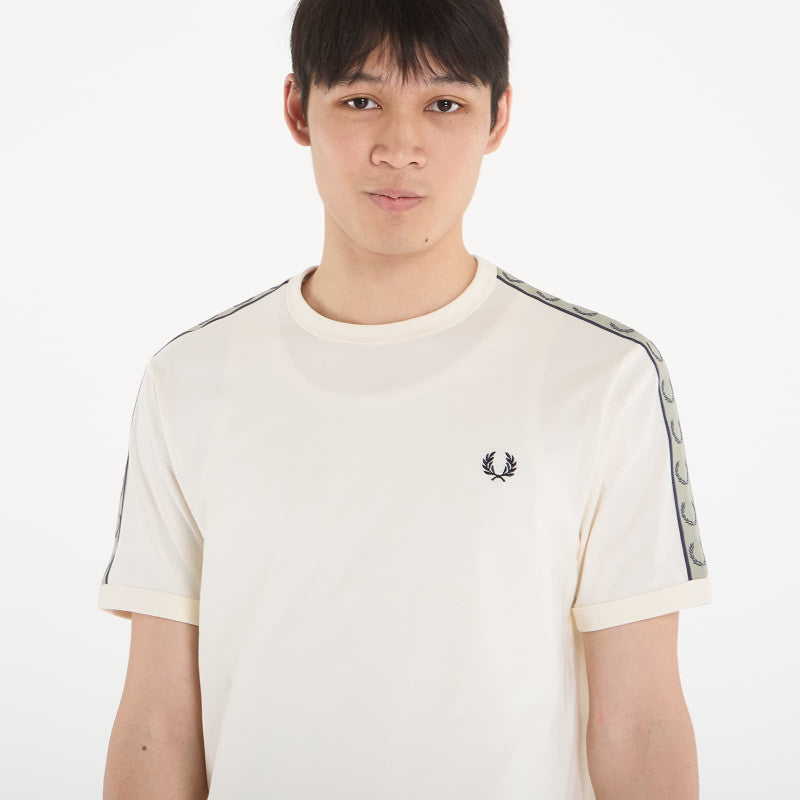 FRED PERRY Contrast Tape Ringer T-Shirt Ecru/ Navy