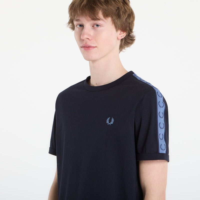 FRED PERRY Contrast Tape Ringer T-Shirt Navy/ Ace Blue