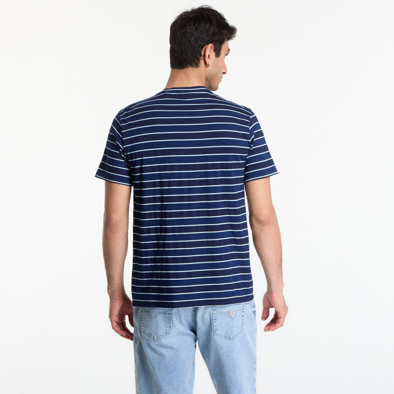 GUESS Cn Ss Indigo Stripes Embro Tee Dark Indigo White St