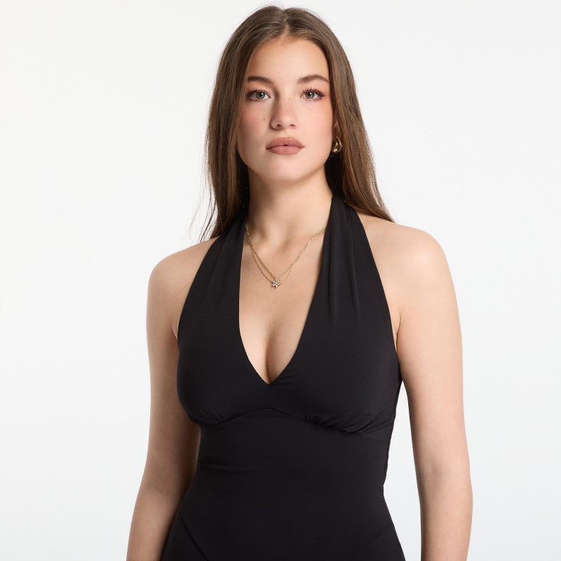 Sukienka Michael Kors Stretch Matte Jersey Halter Midi Dress Black