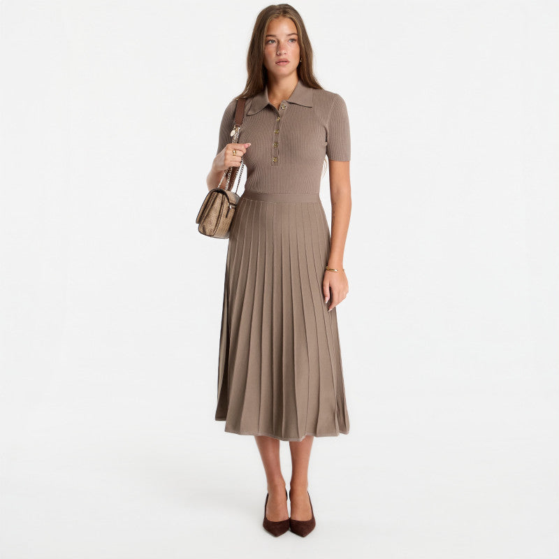 Sukienka Michael Kors Fit N Flare Polo Ss Midi Chestnut