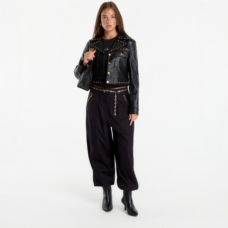 Michael Kors Studded Fx Leather Jacket Black