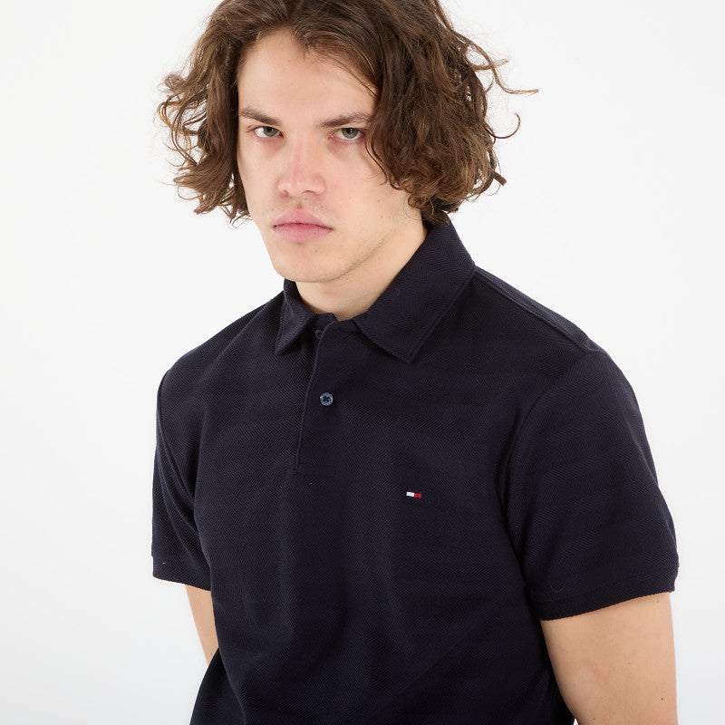 Tommy Hilfiger Ss Herringbone Reg Polo Desert Sky