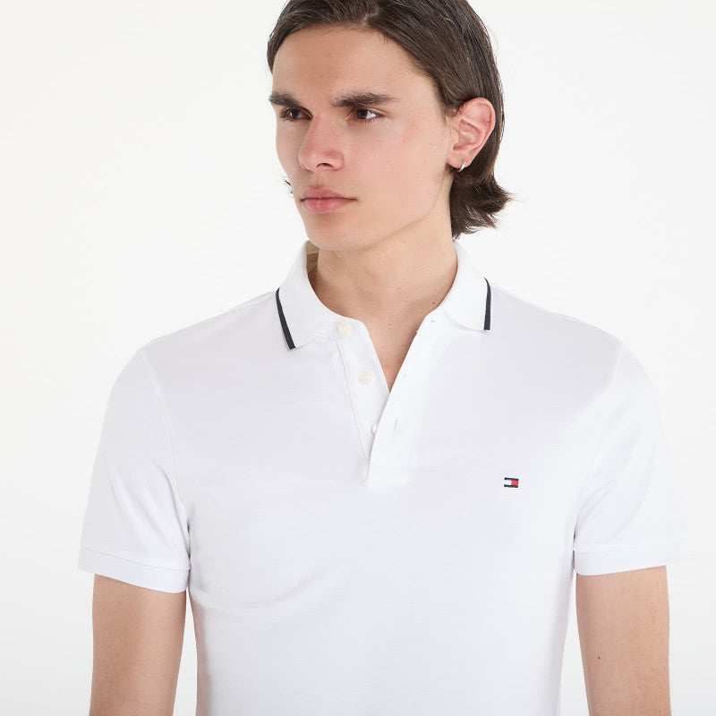 Tommy Hilfiger Liquid Cotton Tipped Slim Polo White