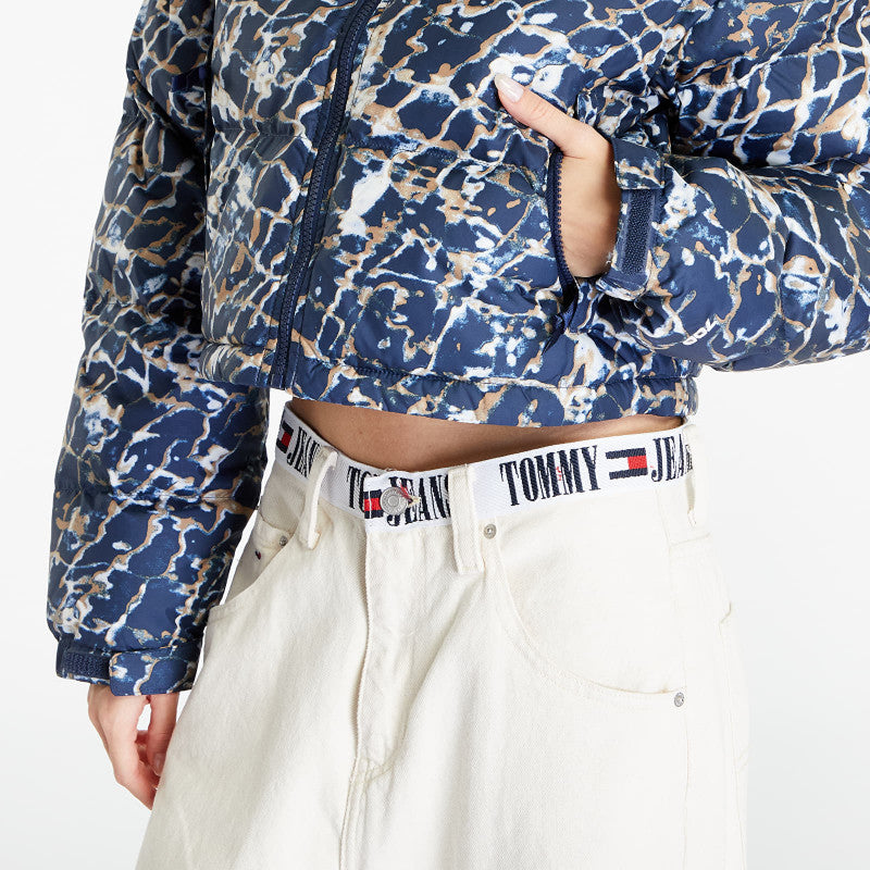 The North Face Nuptse Short Jacket Dusty Periwinkle Water Distortion Small Print/ Summit Navy