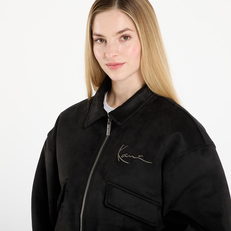 Karl Kani Signature Faux Suede OS Bomber Jacket Black