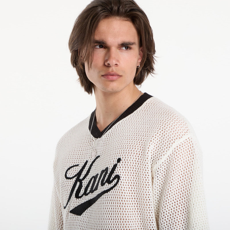 Karl Kani Cursive Varsity Crochet Boxy T-Shirt White