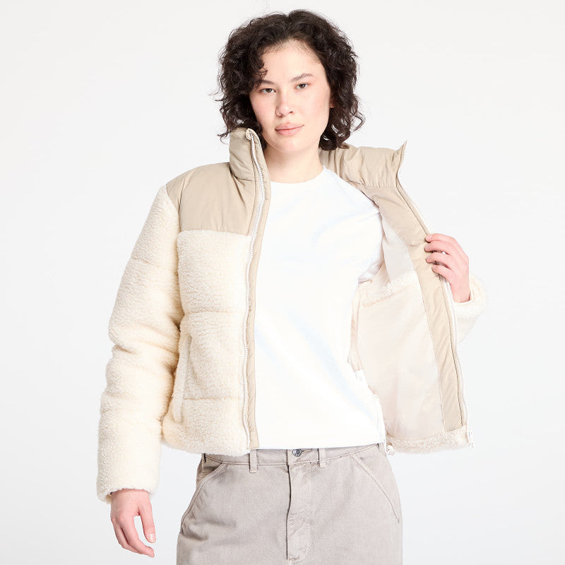 Urban Classics Ladies Short Sherpa Mix Puffer Jacket Wet Sand/ Sand