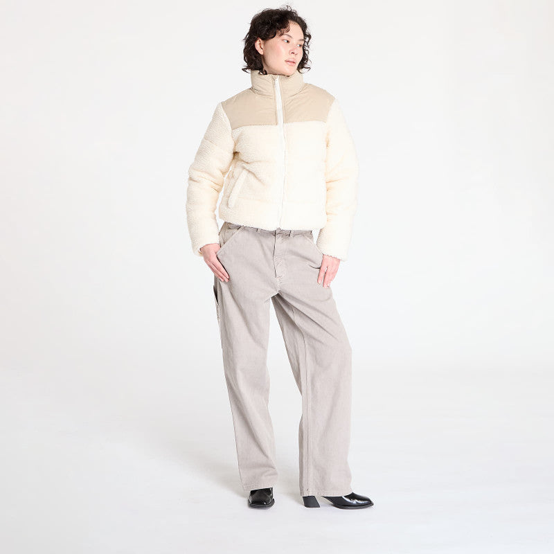 Urban Classics Ladies Short Sherpa Mix Puffer Jacket Wet Sand/ Sand
