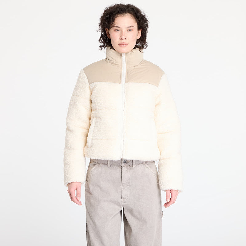 Urban Classics Ladies Short Sherpa Mix Puffer Jacket Wet Sand/ Sand