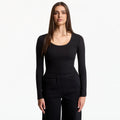 Urban Classics Ladies Rib Jersey Wide Neck Longsleeve Black