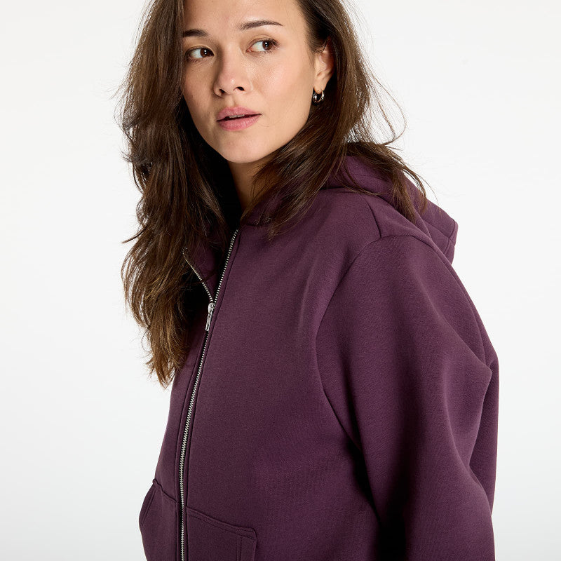 Urban Classics Ladies Fluffy Zip Hoody Plum Purple