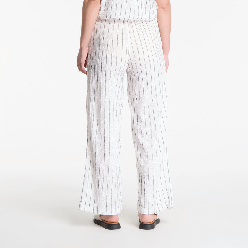 Urban Classics Ladies Structured Striped Relaxed Fit Pants Off White/ Black