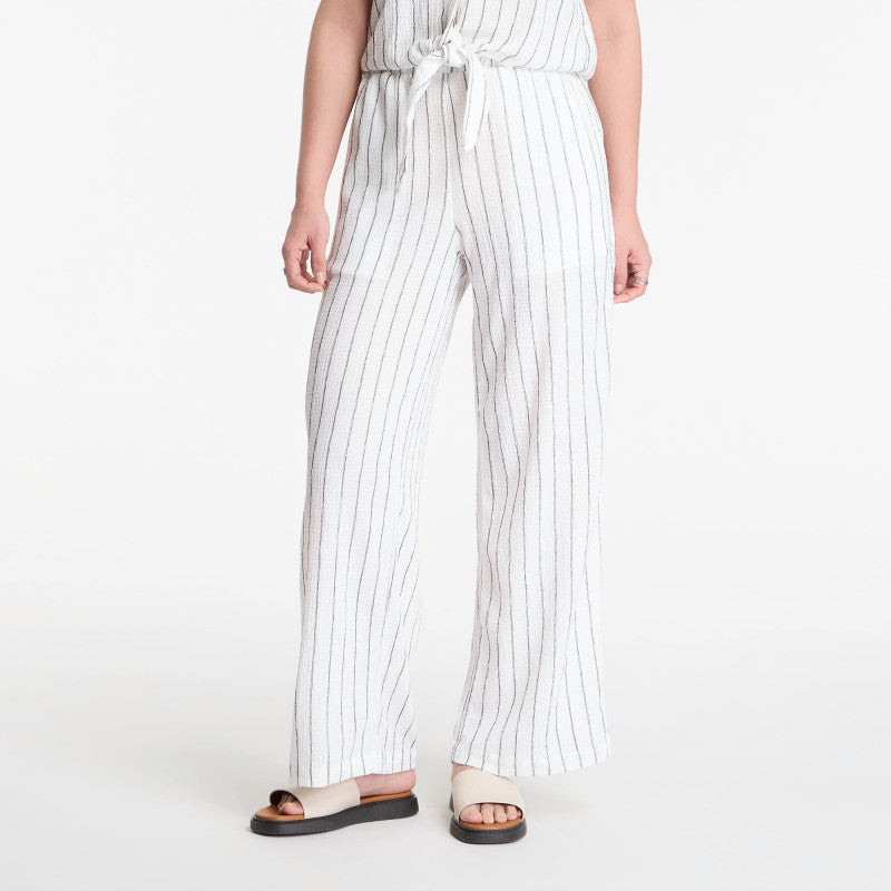 Urban Classics Ladies Structured Striped Relaxed Fit Pants Off White/ Black