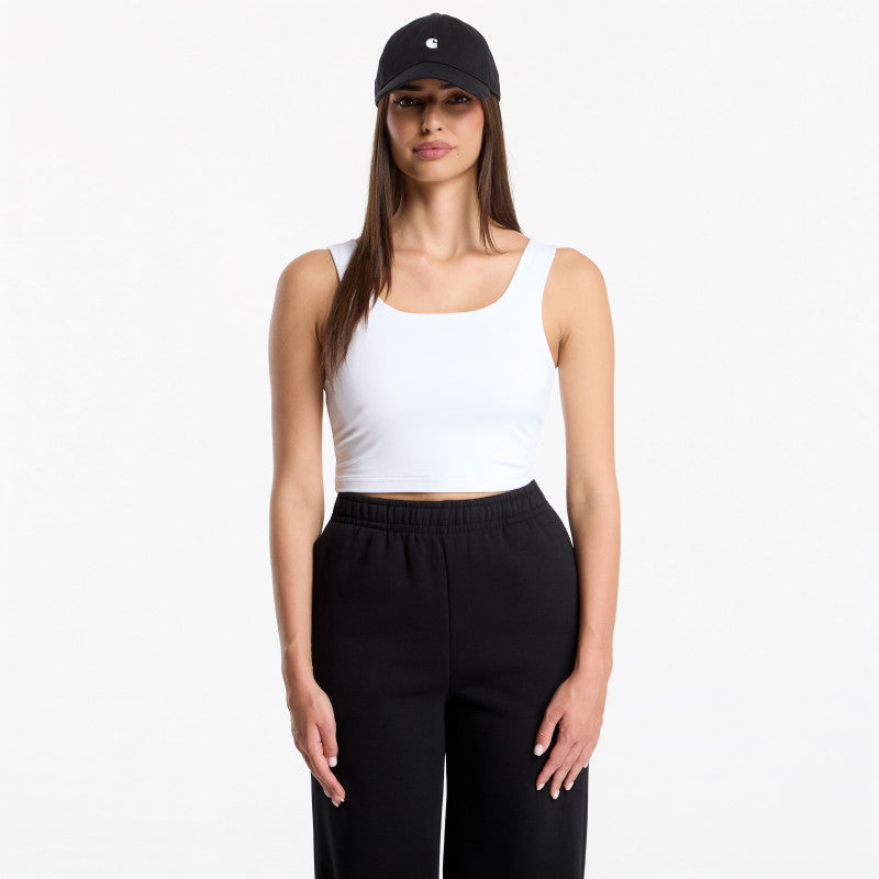 Urban Classics Ladies Cropped Polyamide Top White