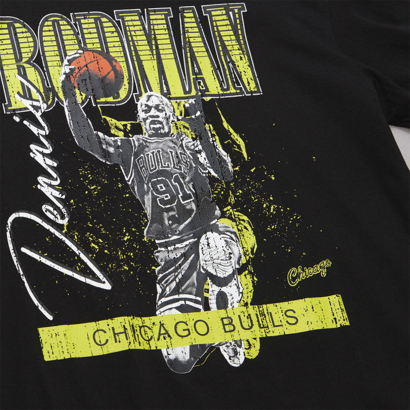 Mitchell & Ness NBA HW Neon Pop Player SS Tee Vintage Logo Chicago Bulls Dennis Rodman