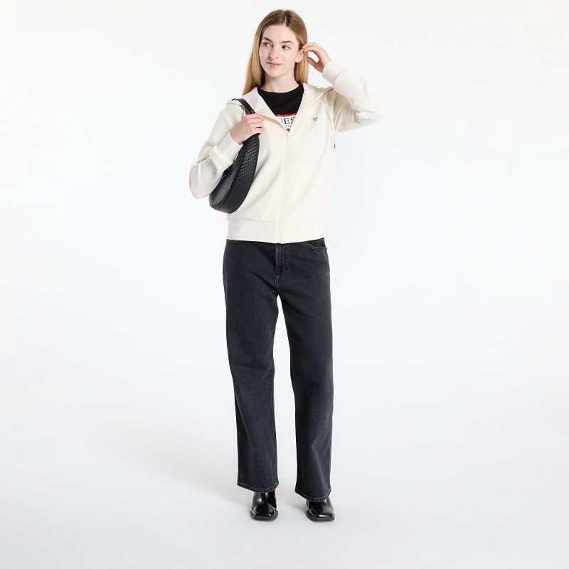 GUESS Olympe Full Zip Hoodie Sweatshirt Cream
