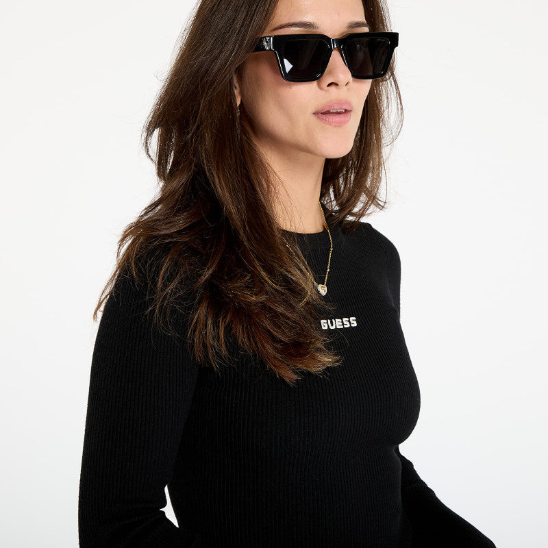 Sukienka GUESS Flaminia Ls Cn Ribbed Dress Sw Black