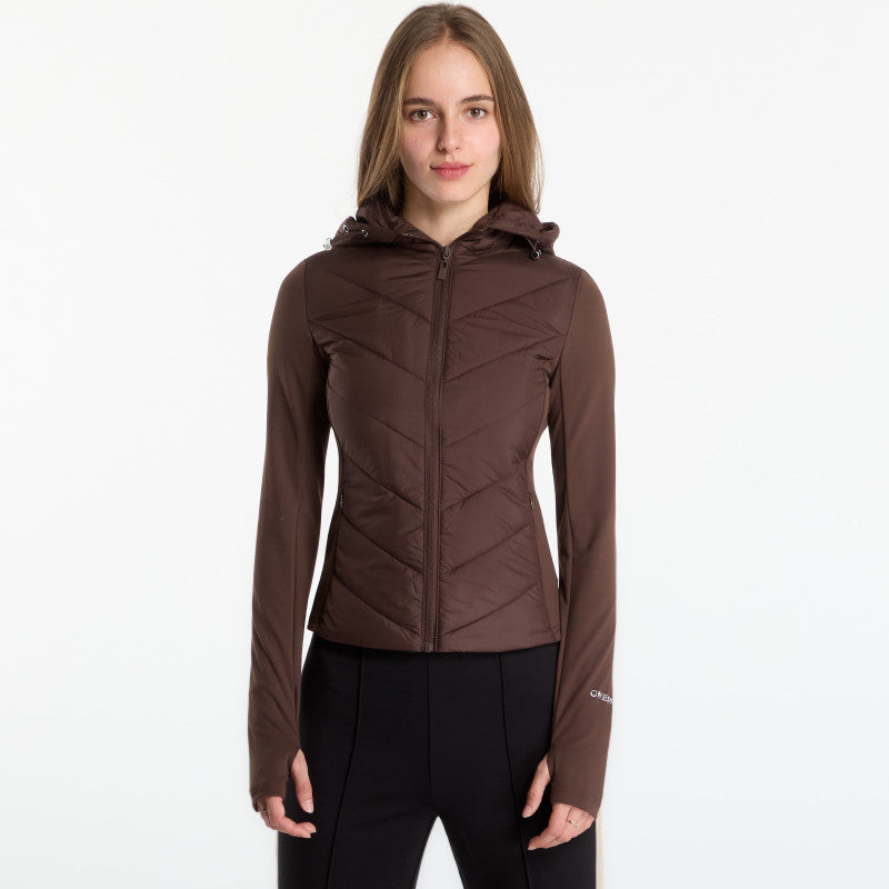 GUESS Grazia Mix Fabric Padded Jacket Dark Coffee
