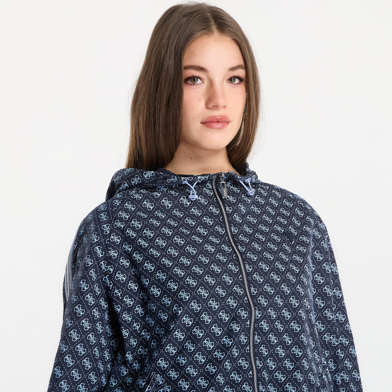 GUESS Nikla 4G Full Zip Hooded Jacke Nylon Ocean Aop