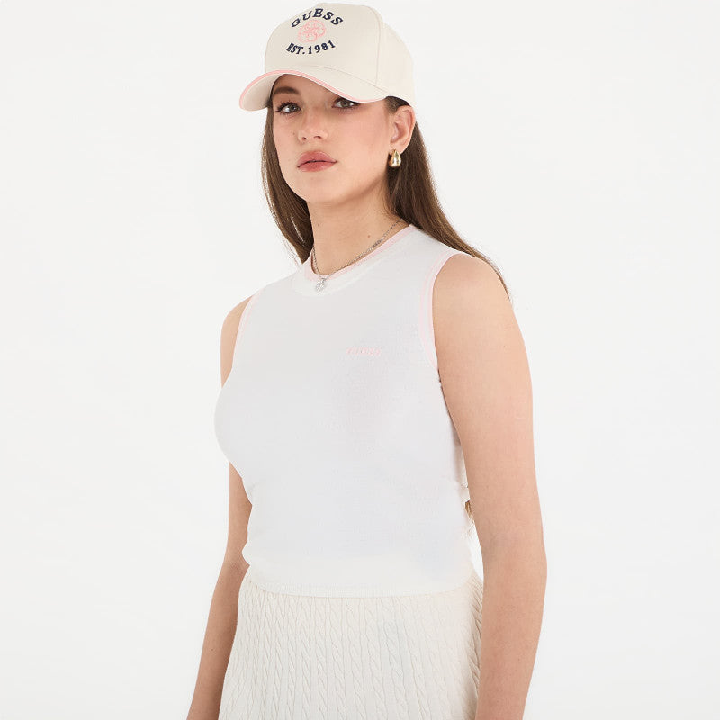 GUESS Gabry Sleeveless Sweater Top Neige White