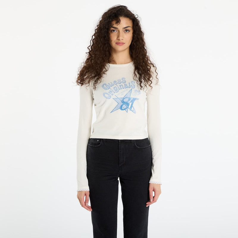 Guess Originals Star 81 Printed cropped Cream